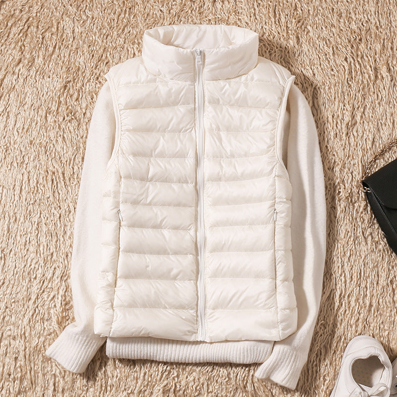 Galora – Ny bodywarmer med vita andfjädrar