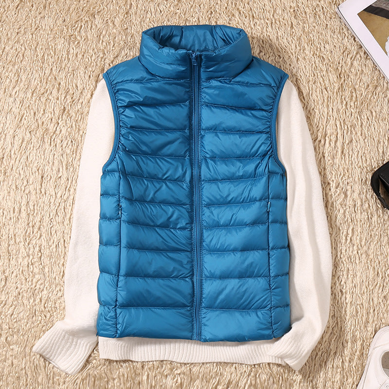 Galora – Ny bodywarmer med vita andfjädrar