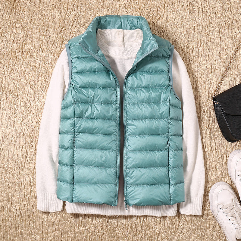 Galora – Ny bodywarmer med vita andfjädrar
