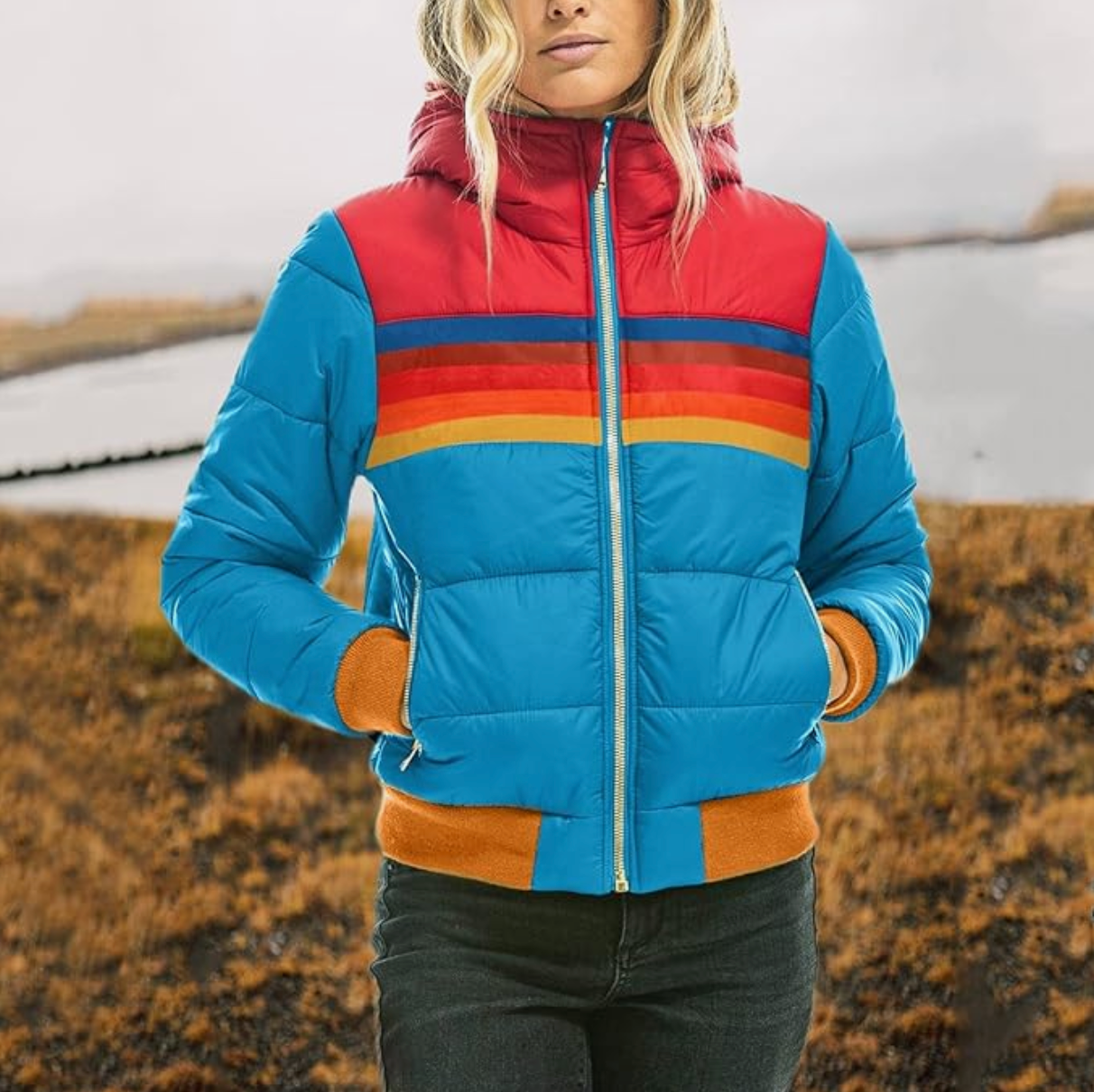 Rosa - Retro jacka med huva